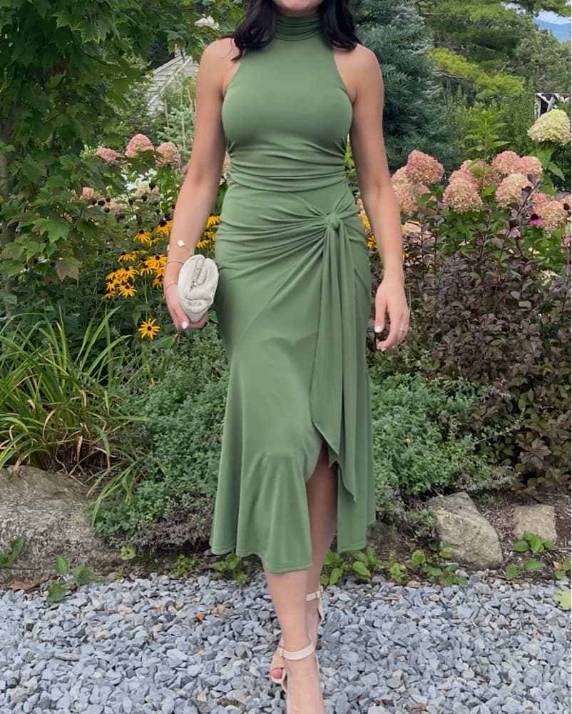 Cinq a Sept Knotted Halter Midi Dress - Image 1