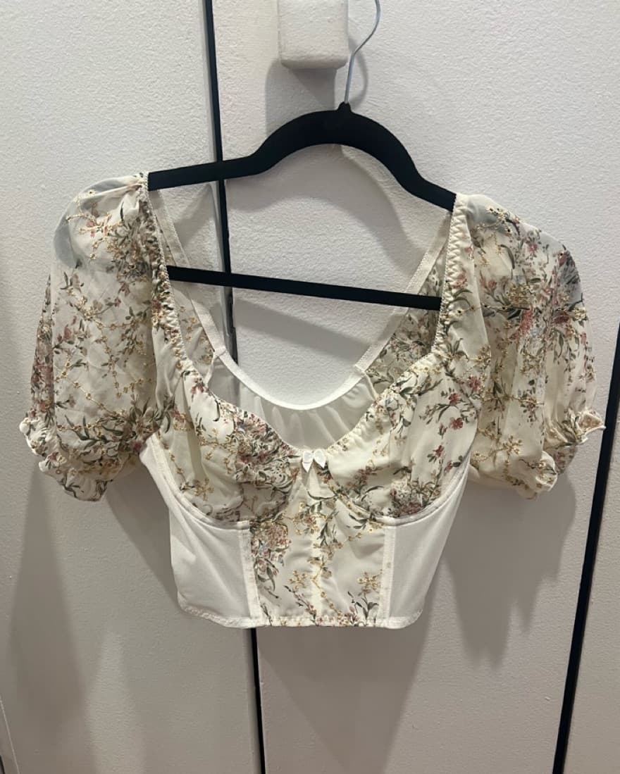 White Floral Corset Top - Image 2