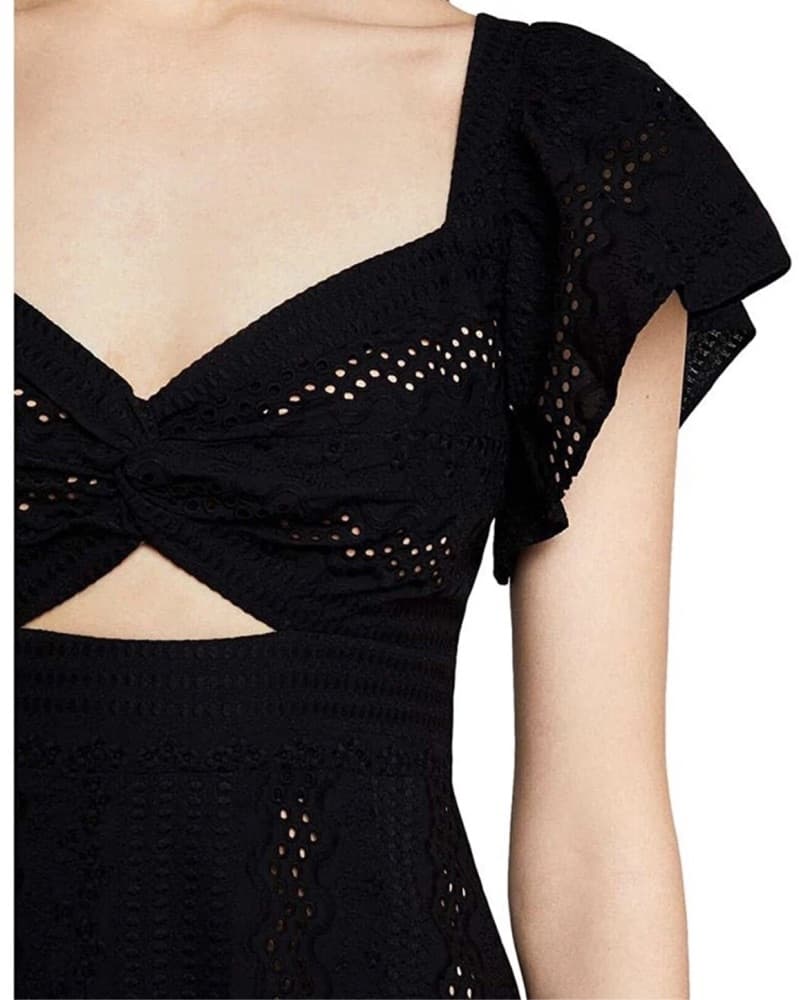 Black Eyelet Midi Dress - Image 3