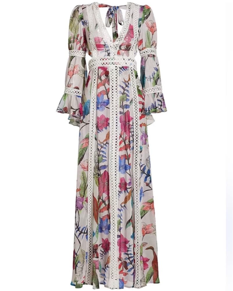 Patbo Floral Zamia Maxi Beach Dress XS - Image 3