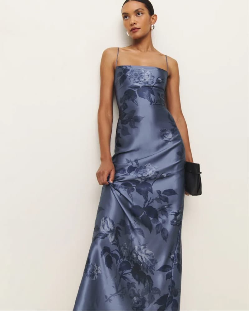 Reformation Blue Frankie Silk Dress - Image 2