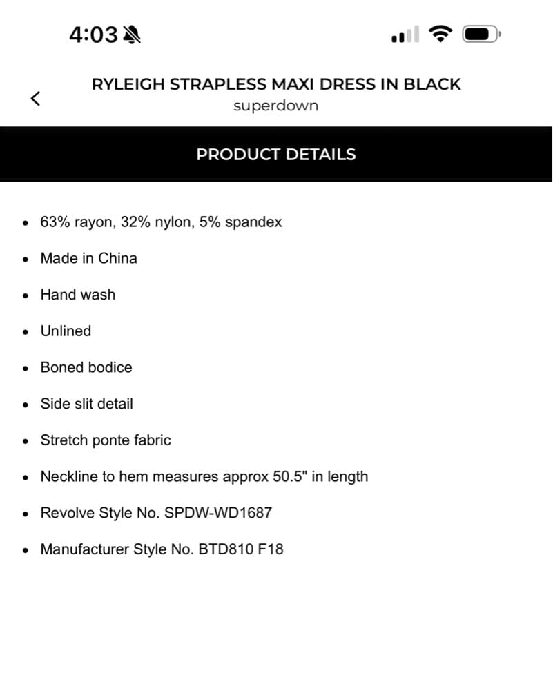 Ryleigh Straless Dress - Black - Image 3