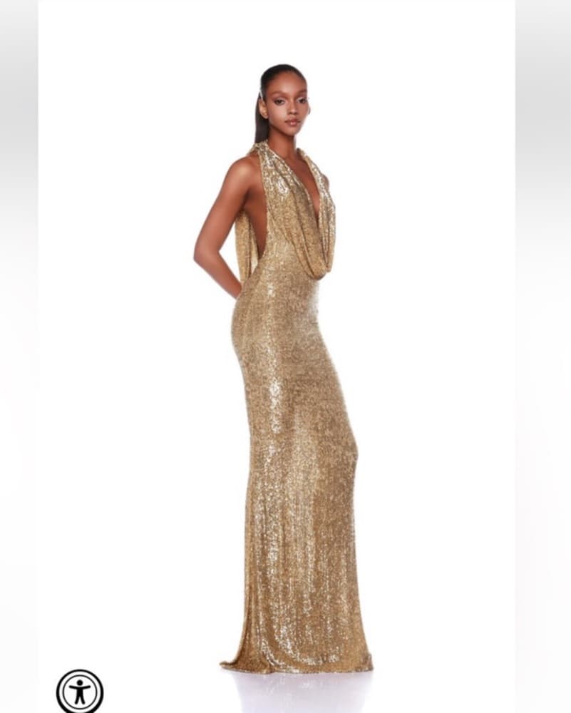Bronx And Banco Gold Sequin Cowl Gown - Image 3