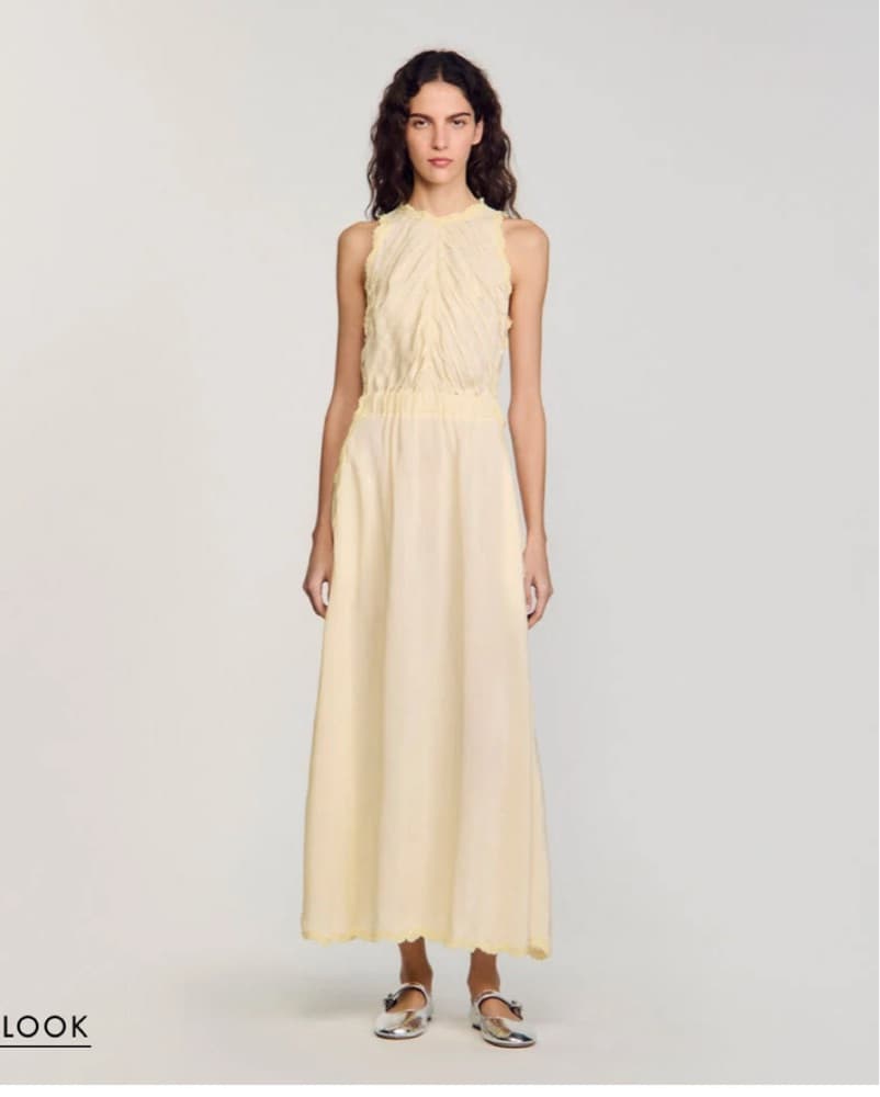Yellow Sandro Linen Dress - Image 2