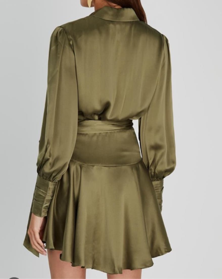 ZIMMERMANN Green Silk Wrap Dress - Image 3