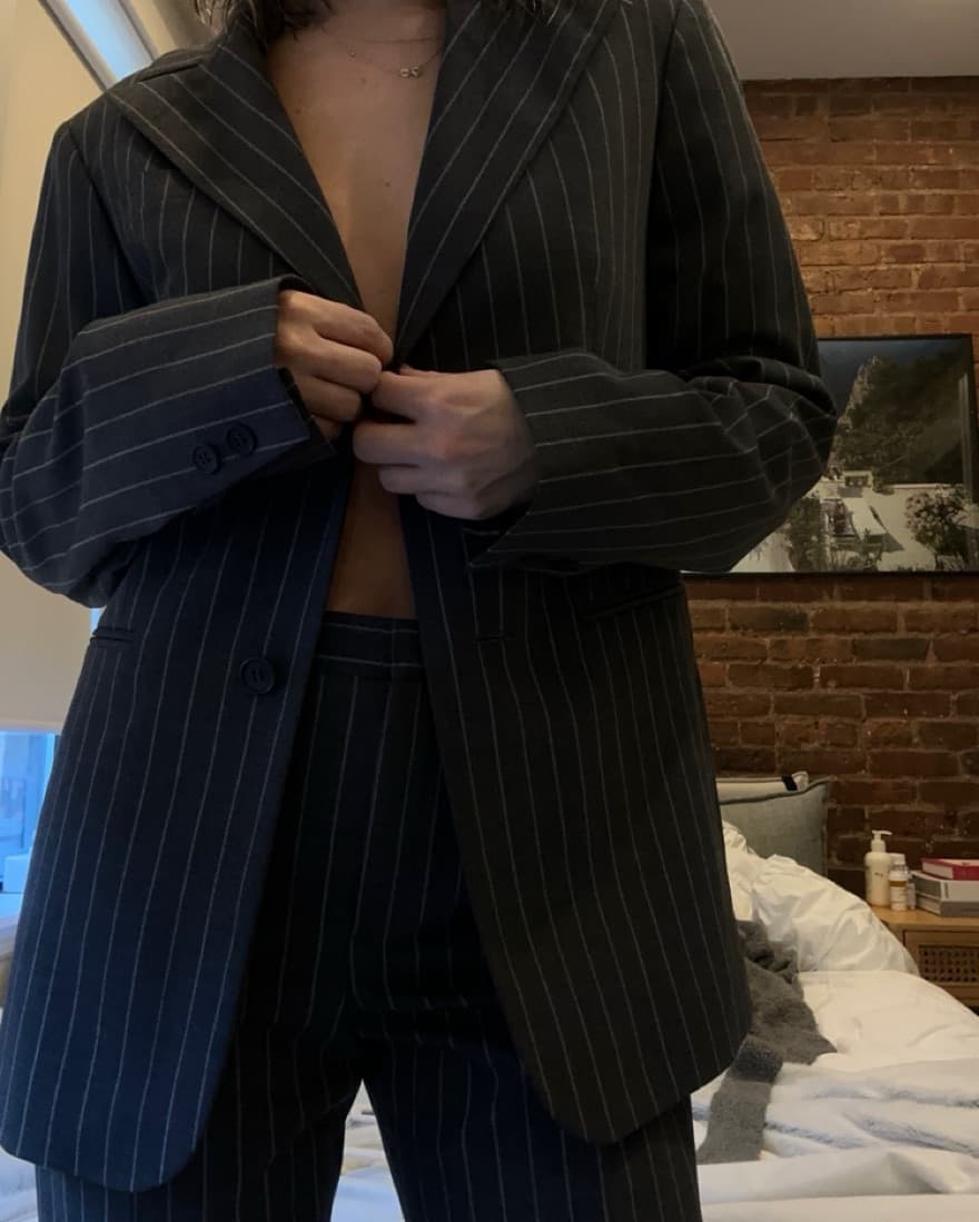 Vintage Pinstripe Blazer & Pant Set - Image 2