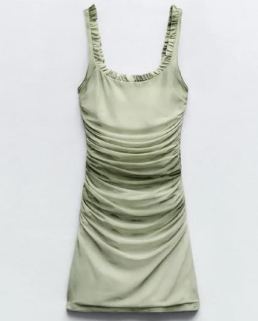Zara Ruffled Green Tulle Mini Dress - Image 2