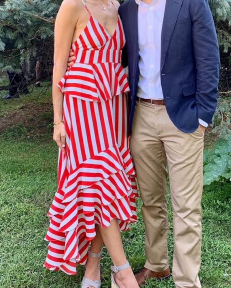 Red And Light Blue Striped Dress - Image 2