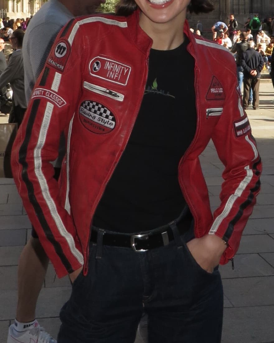 Red Vintage Leather Moto Jacket - Image 2