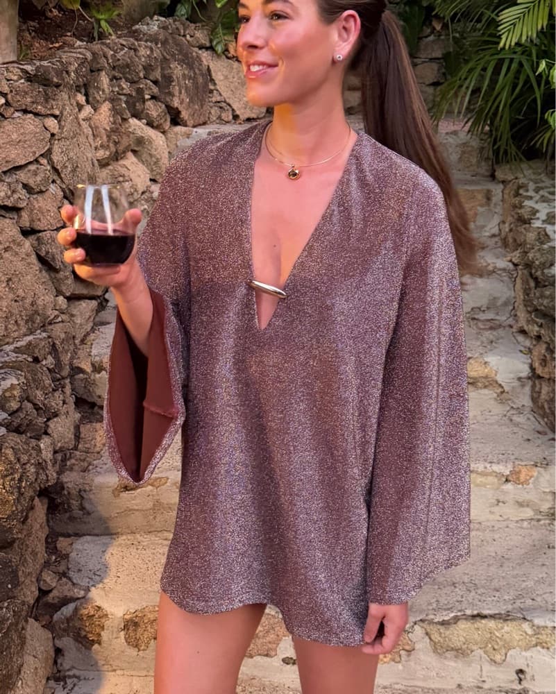 Anthropologie Mini Brown Sparkle Dress - Image 1