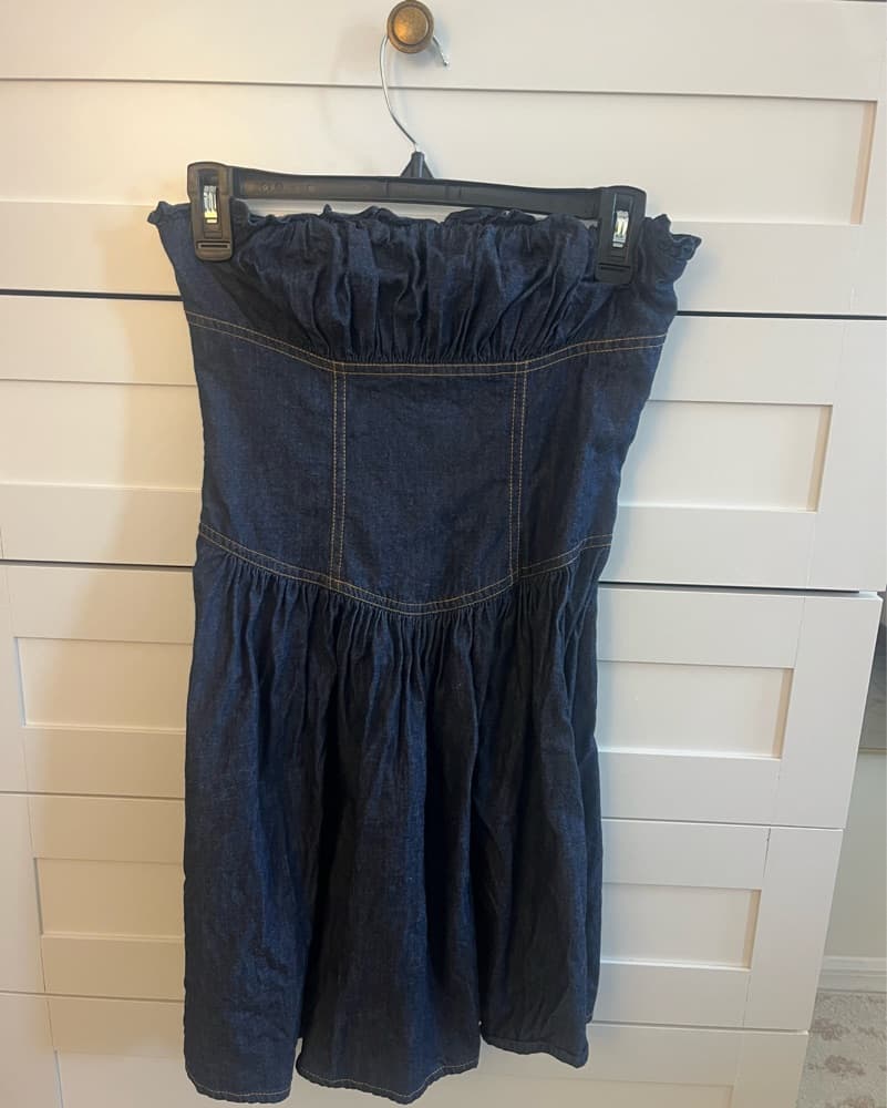 Strapless Denim Mini Dress - Image 4