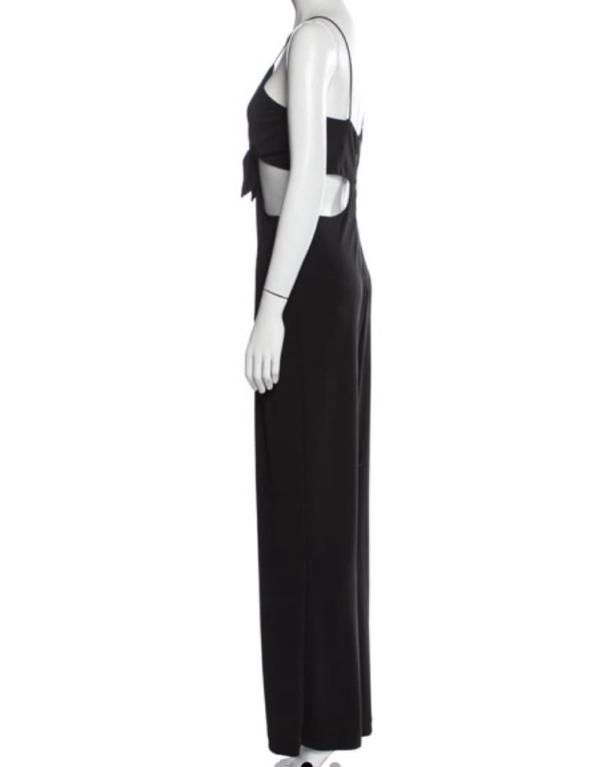 Black V-neck Cut-out Tie Jumpsuit - Image 3