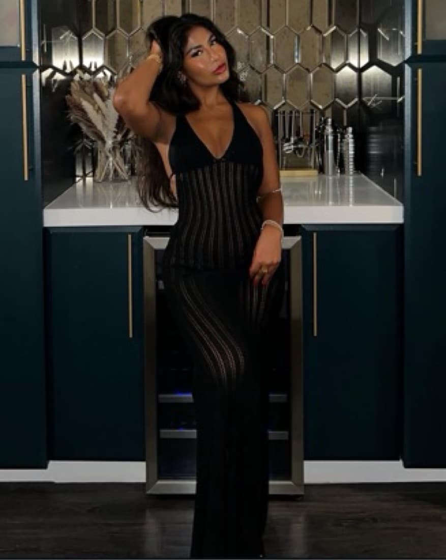 Black Crochet Maxi Dress - Image 1