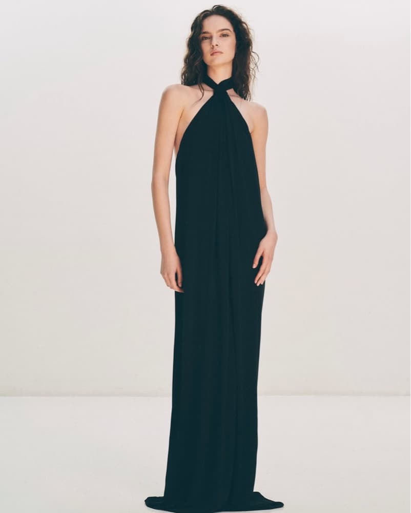 KHY Black Knotted Halter Maxi Dress - Image 3