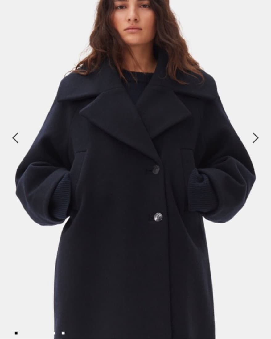 Ganni Navy Wool Coat - Image 2