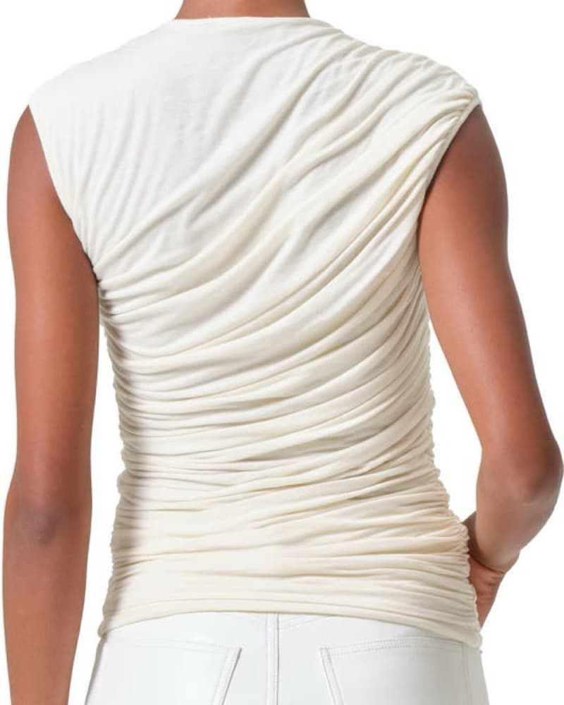 AGOLDE Ester Rib Ruched Tank Oat Milk - Image 3