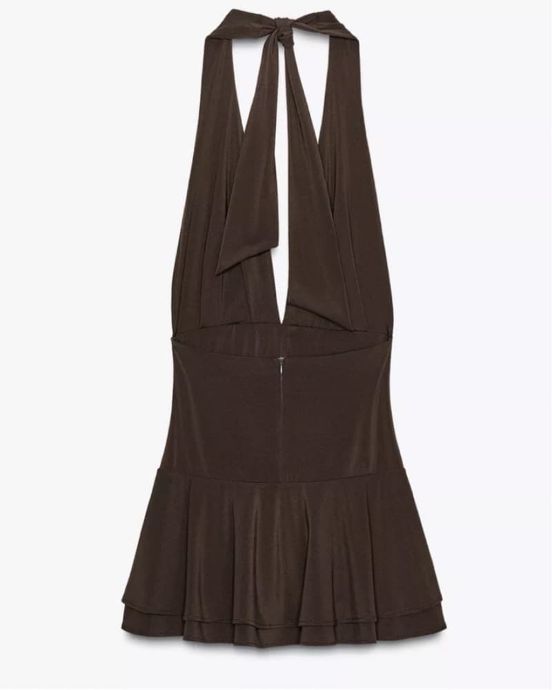 Zara Brown Halter Dress - Image 2