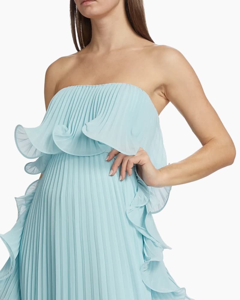 Badgley Mischka Pleated Chiffon Gown - Image 5