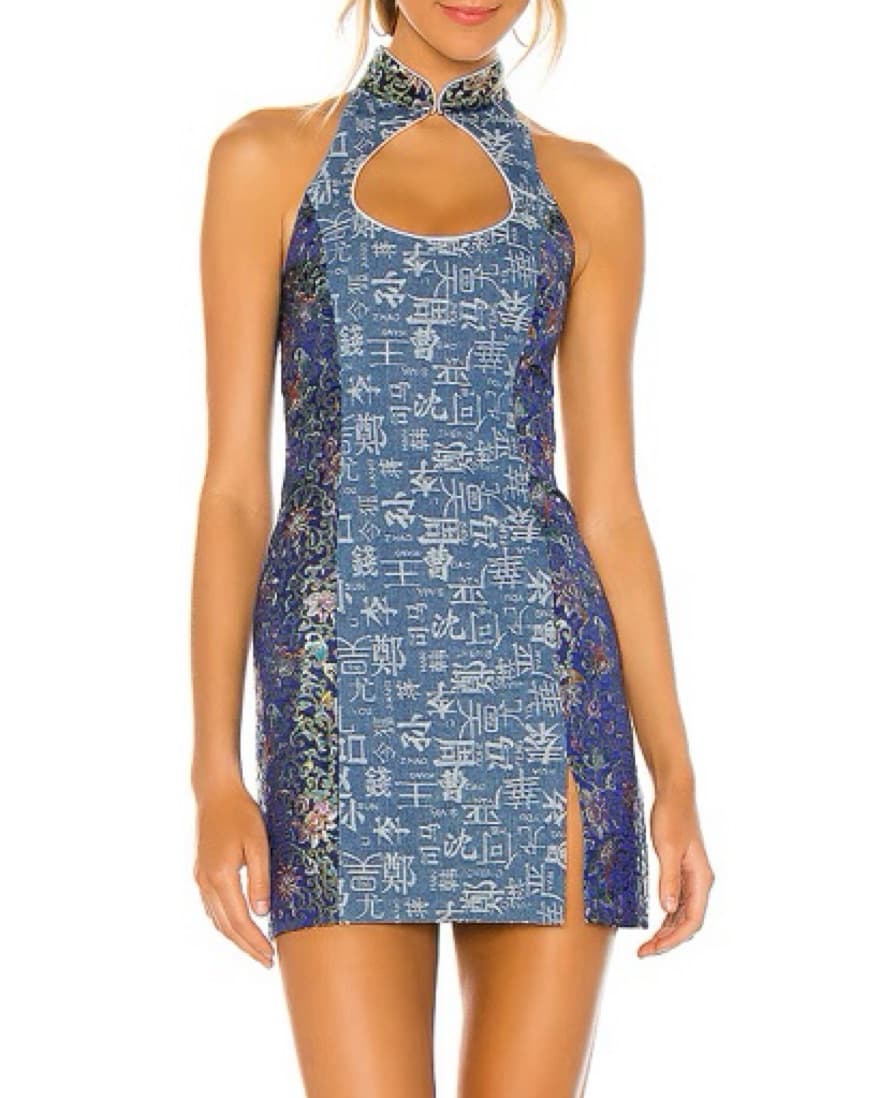 Kim Shui Mini Denim Brocade Dress - Image 1