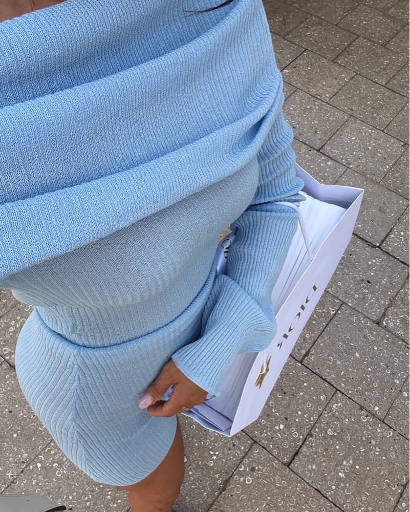 SER.O.YA Galli Mini Dress in Powder Blue - Image 3