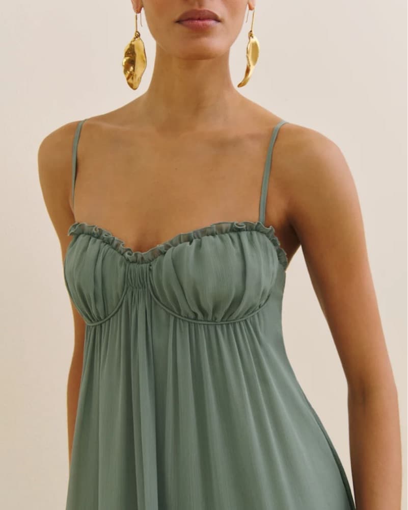 Reformation Green Sebba dress with scarf - Image 3