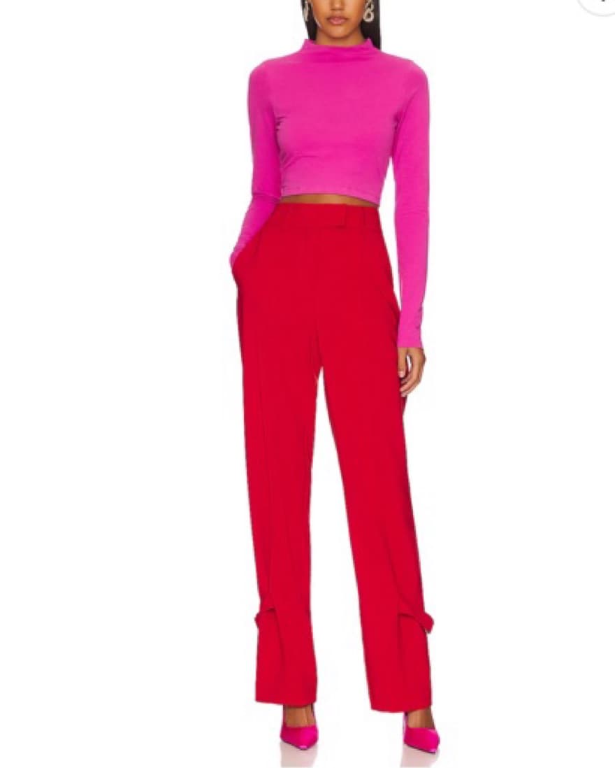 Soft Pink Long Sleeve Cropped Top - Image 1