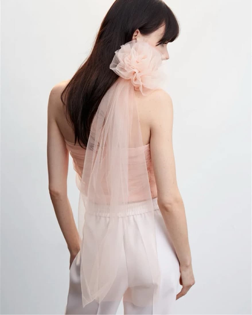 Mango Floral Pink Tulle Top - Image 3