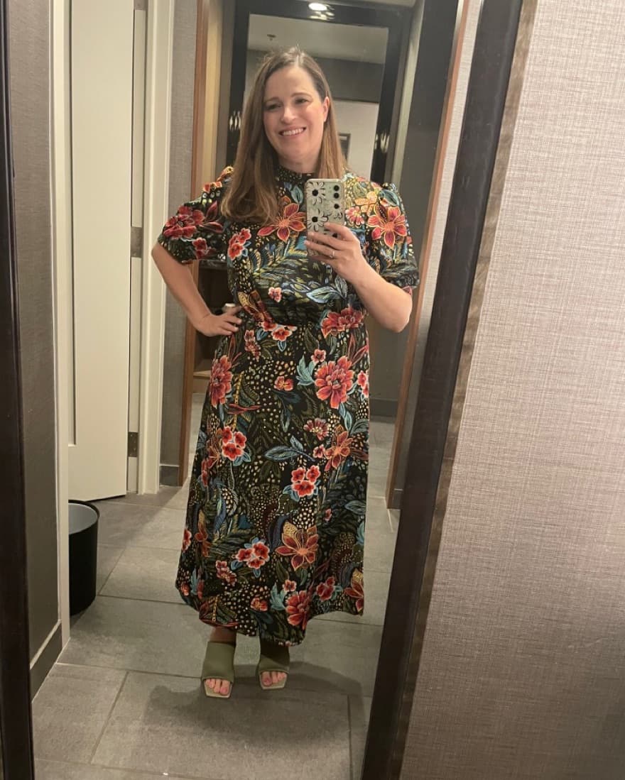 Julia Jordan Floral Print Tie Neck Midi  - Image 3