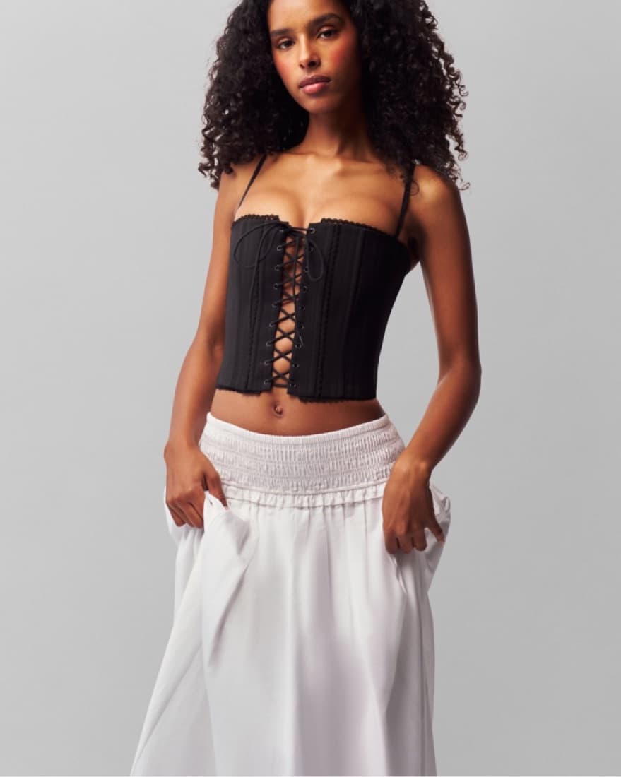 Danielle Guizio Cotton Scallop Corset - Image 3
