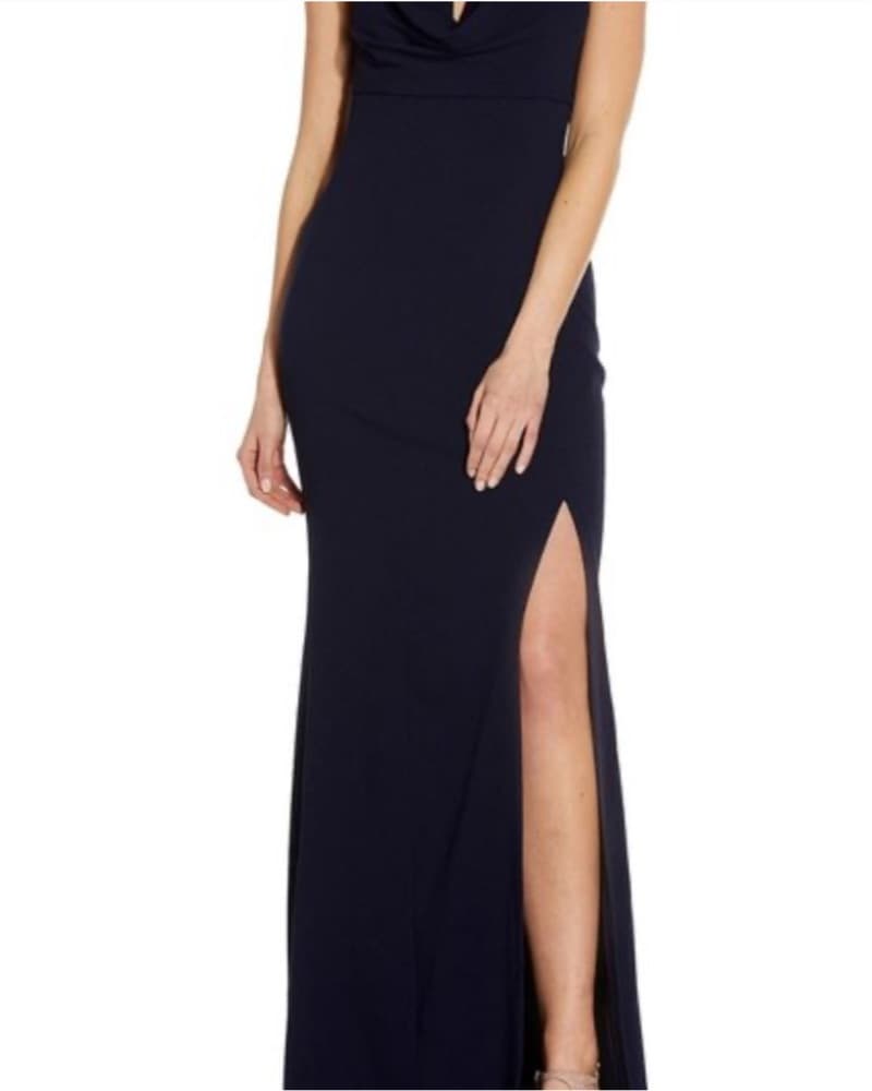 Adrianna Papell Cowl-Neck High-Slit Gown - Image 1