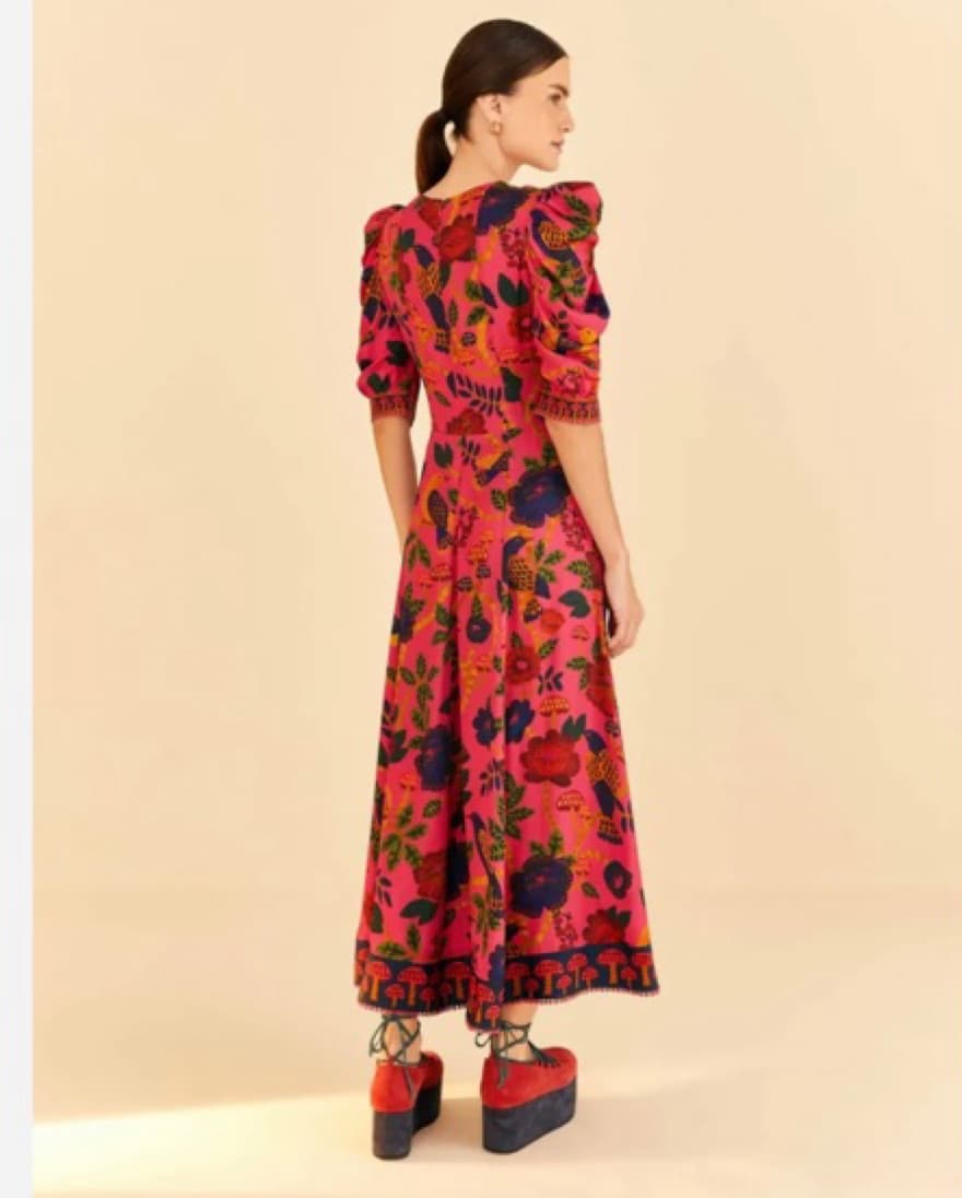Farm Rio Pink Sweet Forest Midi Dress - Image 5