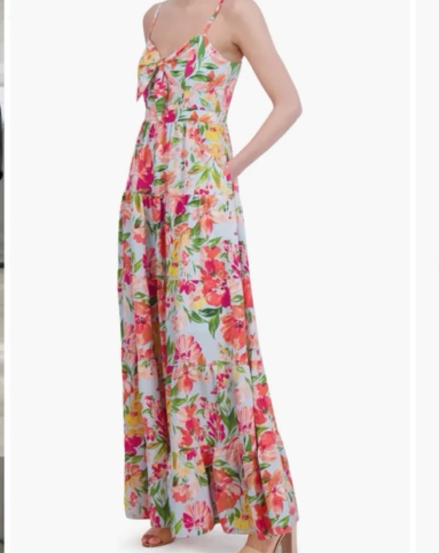 Floral Bow Front Tiered Maxi Sundress - Image 3