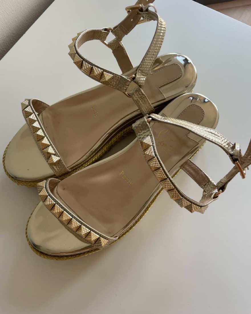 Christian Louboutin Gold Sandals - Image 3