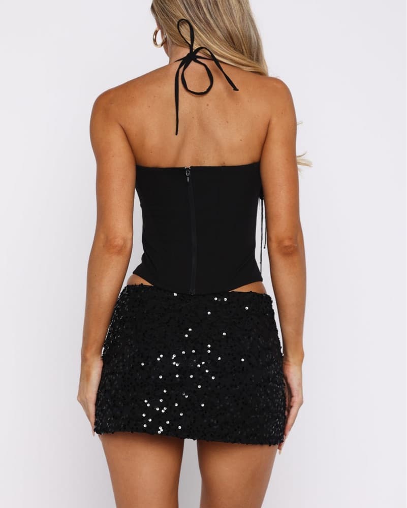 Black Sequin Mini Skirt - Image 3
