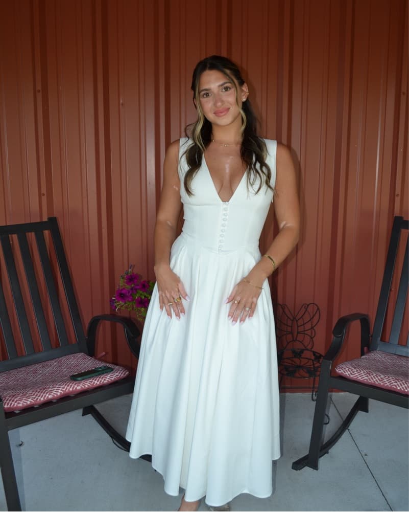 Meshki Keely White Midi Dress - Image 2