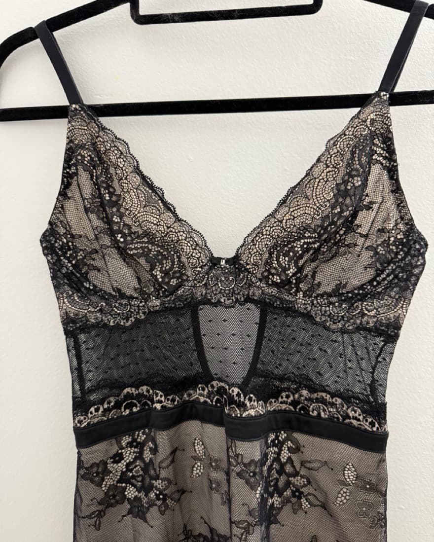 Black Lace Slip Dress - Image 3