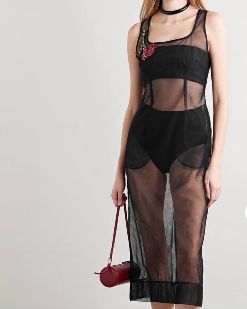 Simone Rocha Sheer Embellished Dress - Image 3