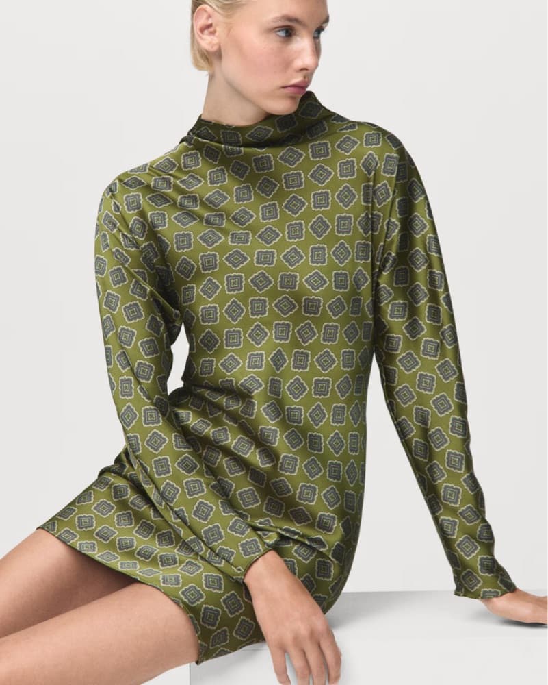 Mango Green Geometric Patterned Dress - Image 3