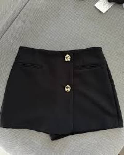 Chic Black Tailored Skort W/ Gold Button - Image 4