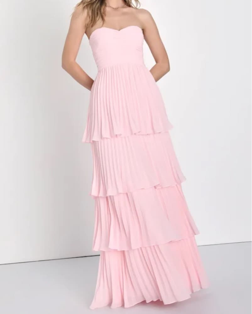Lulus Strapless Tiered Ruffle Dress - Image 1
