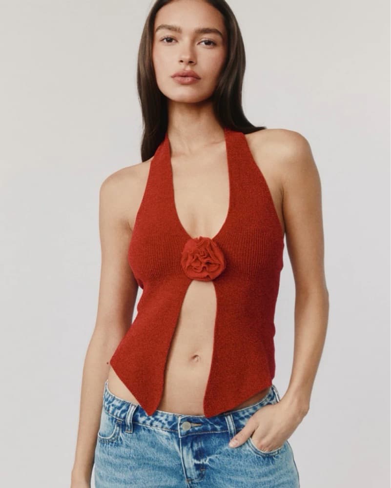 With Jean Rose Top- Red - Image 1