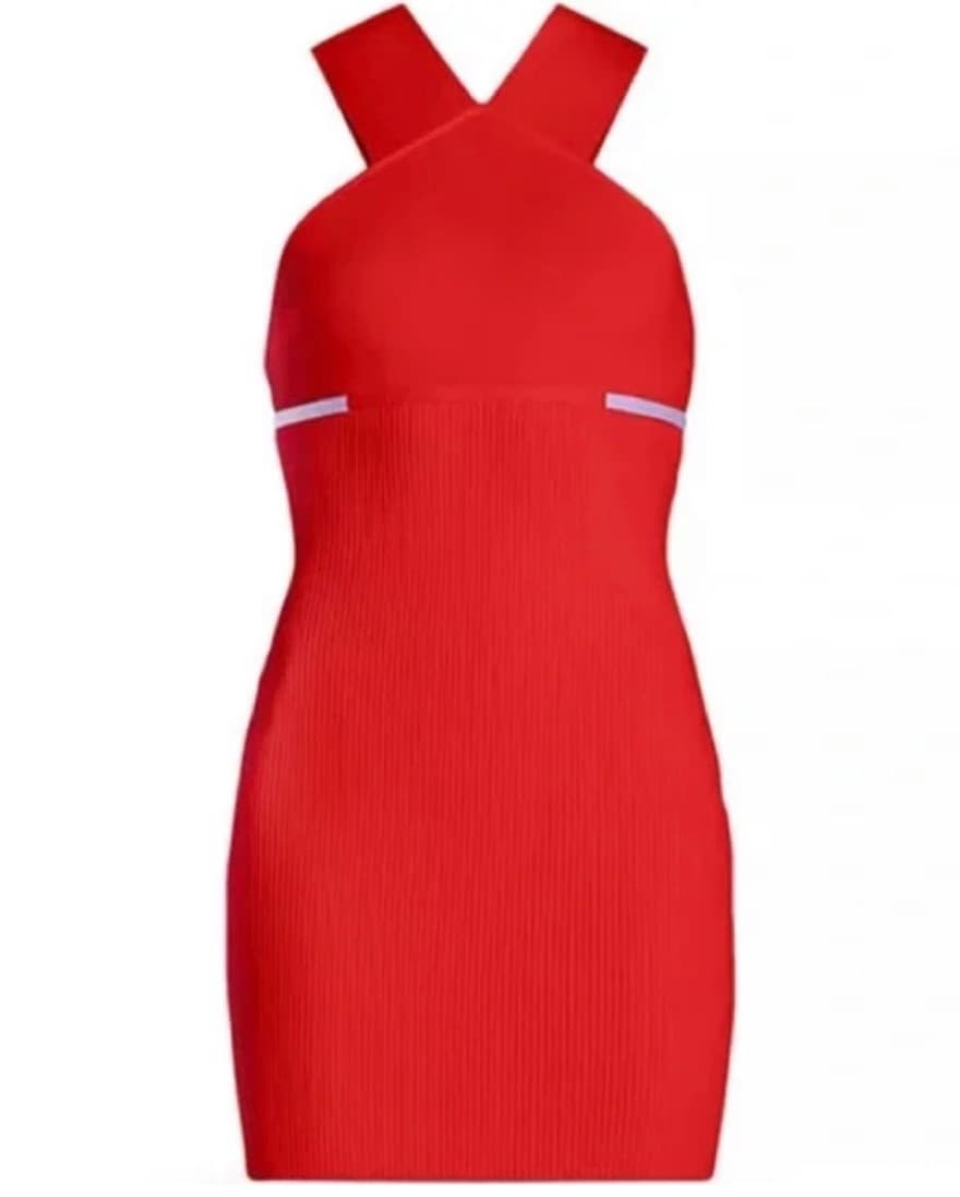 Herve Leger Stripe Bandage Mini Dress - Image 4