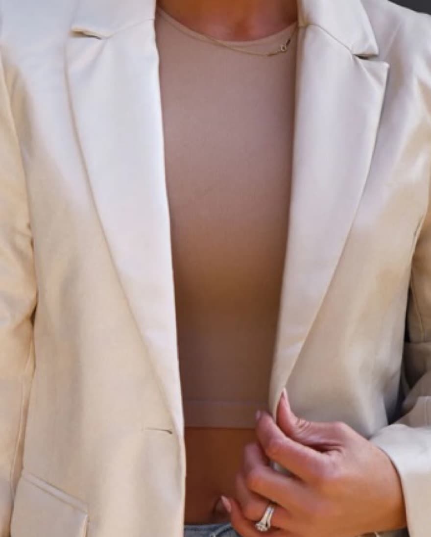 Faux Leather Two Toned Blazer - Image 4