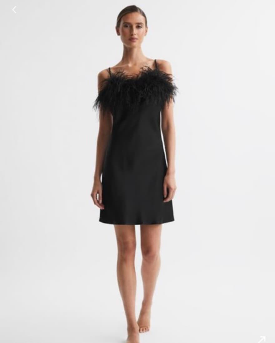Sleeper Boheme Feather Mini Slip Dress - Image 1