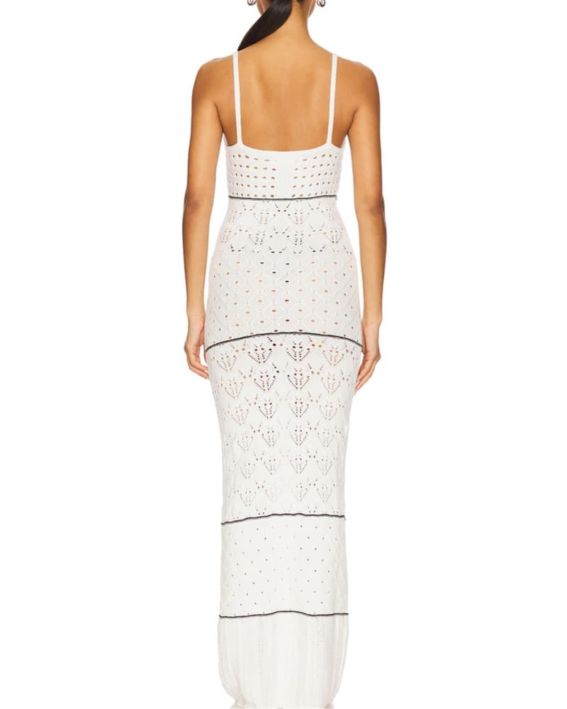 Knit Maxi Dress, White & Black - Image 5