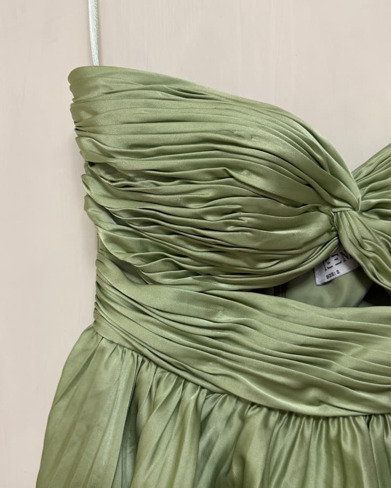 Mac Duggal Pleated Strapless Gown - Sage - Image 6