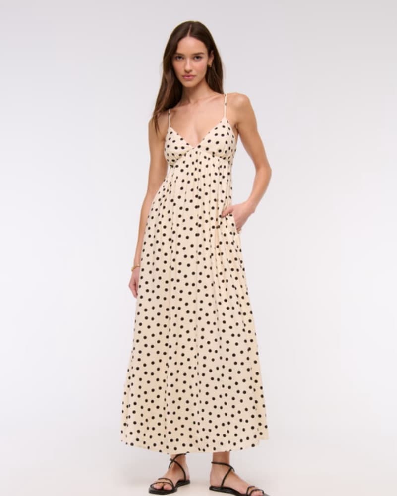Polka Dot Clasp Back Flowy Maxi Dress - Image 1