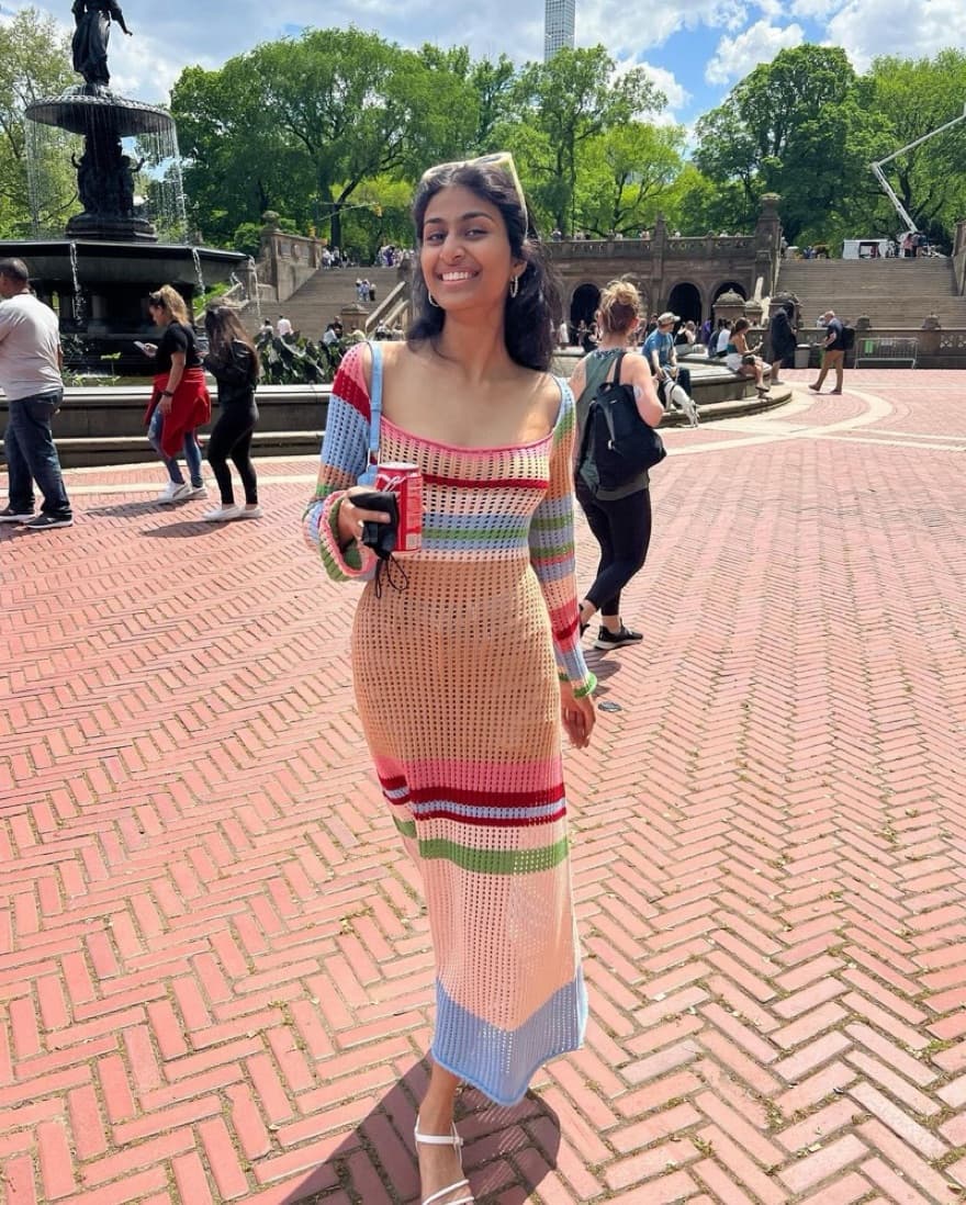 Colorful Crochet long sleeve Maxi Dress - Image 1