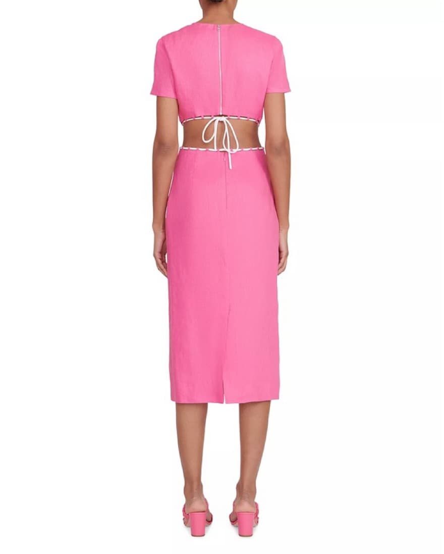Pink Linen Staud Dress - Image 2