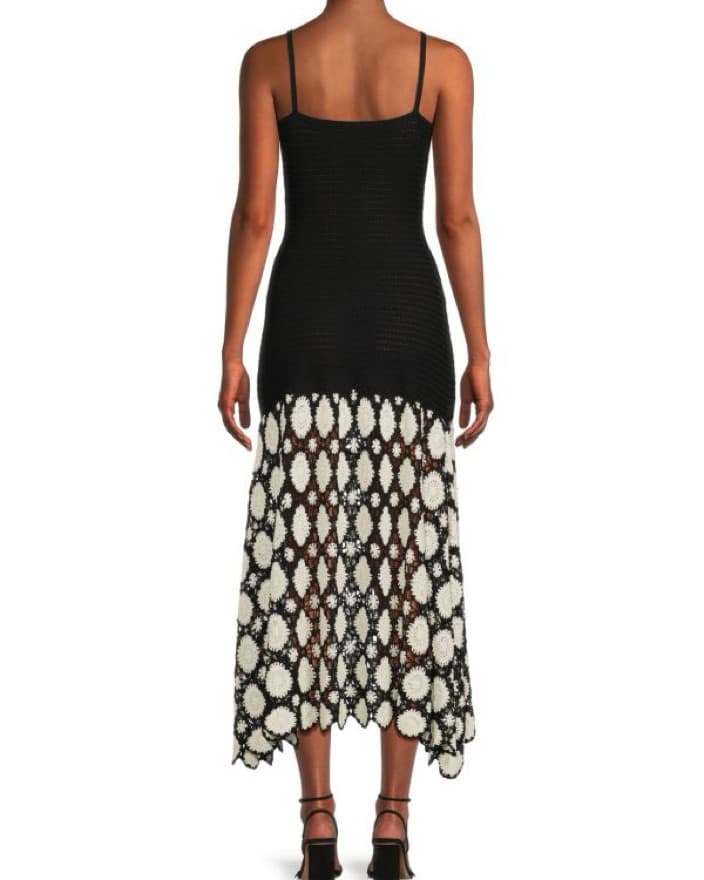 Two Tone Crochet Midi Sheath Dress - Image 3